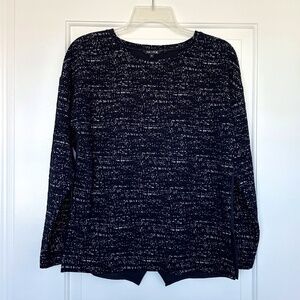 Nic + Zoe Tweed Jacquard Top Sweater Blouse (Black Multiple/XS)